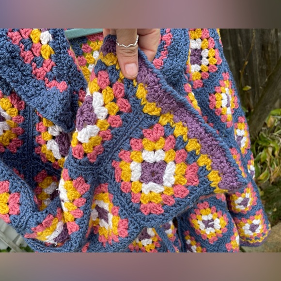 Handmade Crochet Wide Sleeve Open Front Sweater with POCKETS! NOWT - Picture 2 of 15